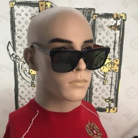 Authentic ✨ Brand New Gucci GG0158SN 002 Square Sunglasses – Tortoise Frame with - Picture 1 of 11